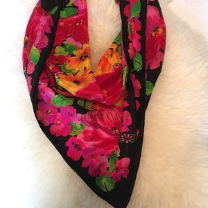Vintage Floral Silk Scarf